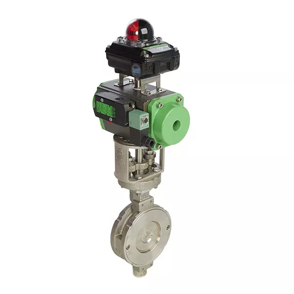High Performance Wafer Pattern Butterfly Valve with Spring Return Pneumatic Actuator Namur Solenoid Valve and Limit Switchbox