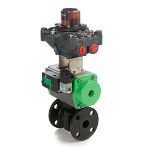 Carbon Steel Flanged 2 Piece Ball Valve with Pneumatic Actuator and ATEX Switchbox