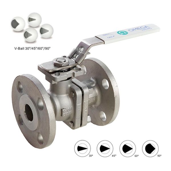 Flanged Stainless Steel Ball Valve fitted with V Ball for Control