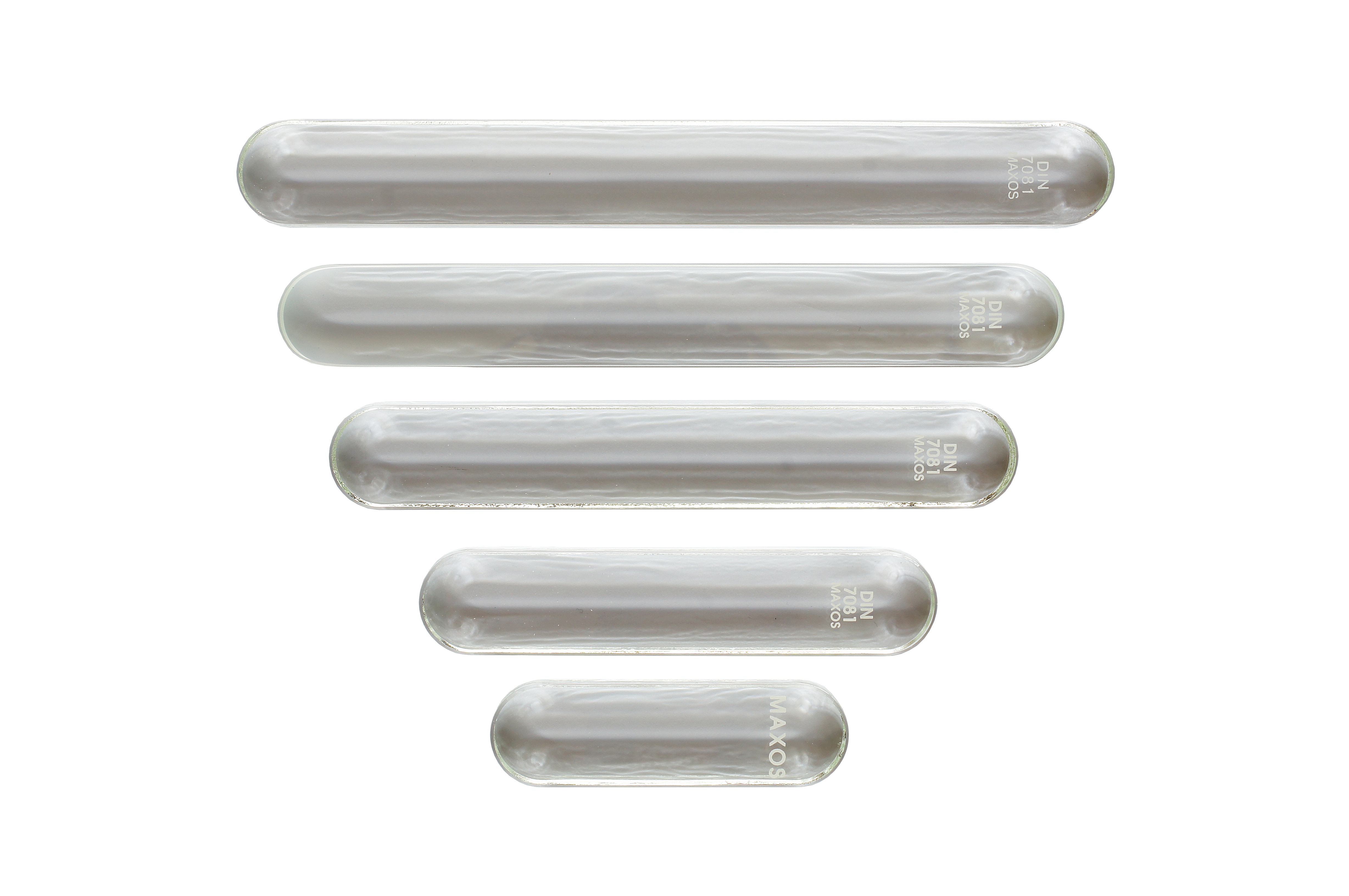 5 different lengths of tubular sight glasses