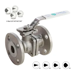 Flanged Stainless Steel Ball Valve fitted with V Ball for Control